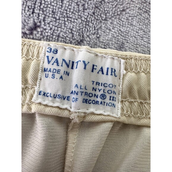 80s Vintage Vanity Fair Pajama Set Size 38 Cream Short Sleeve Top Long Pants - Picture 7 of 13